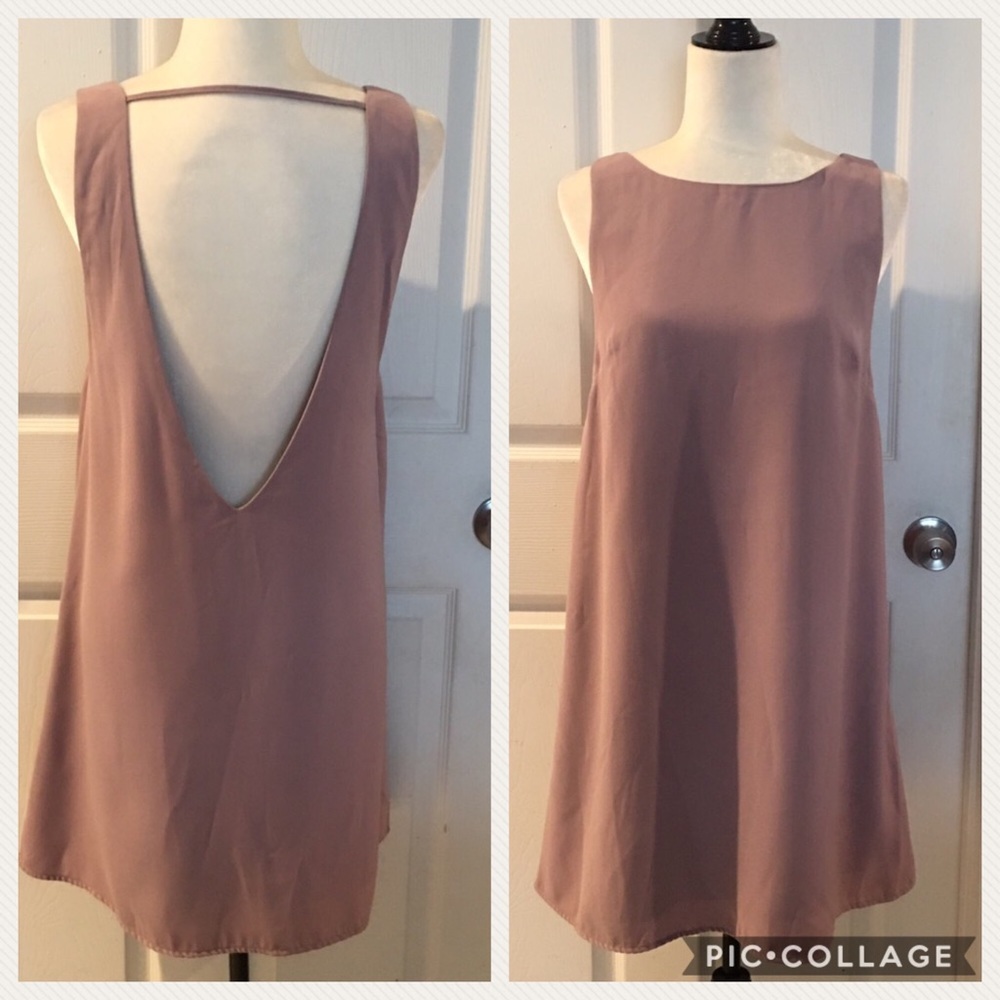 Tobi Dress Deep V Open Back Shift Mauve Purple L